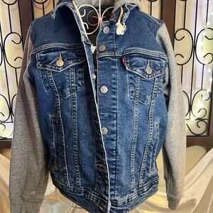 Levi's Denim Jacket with Gray Hoodie Sleeves